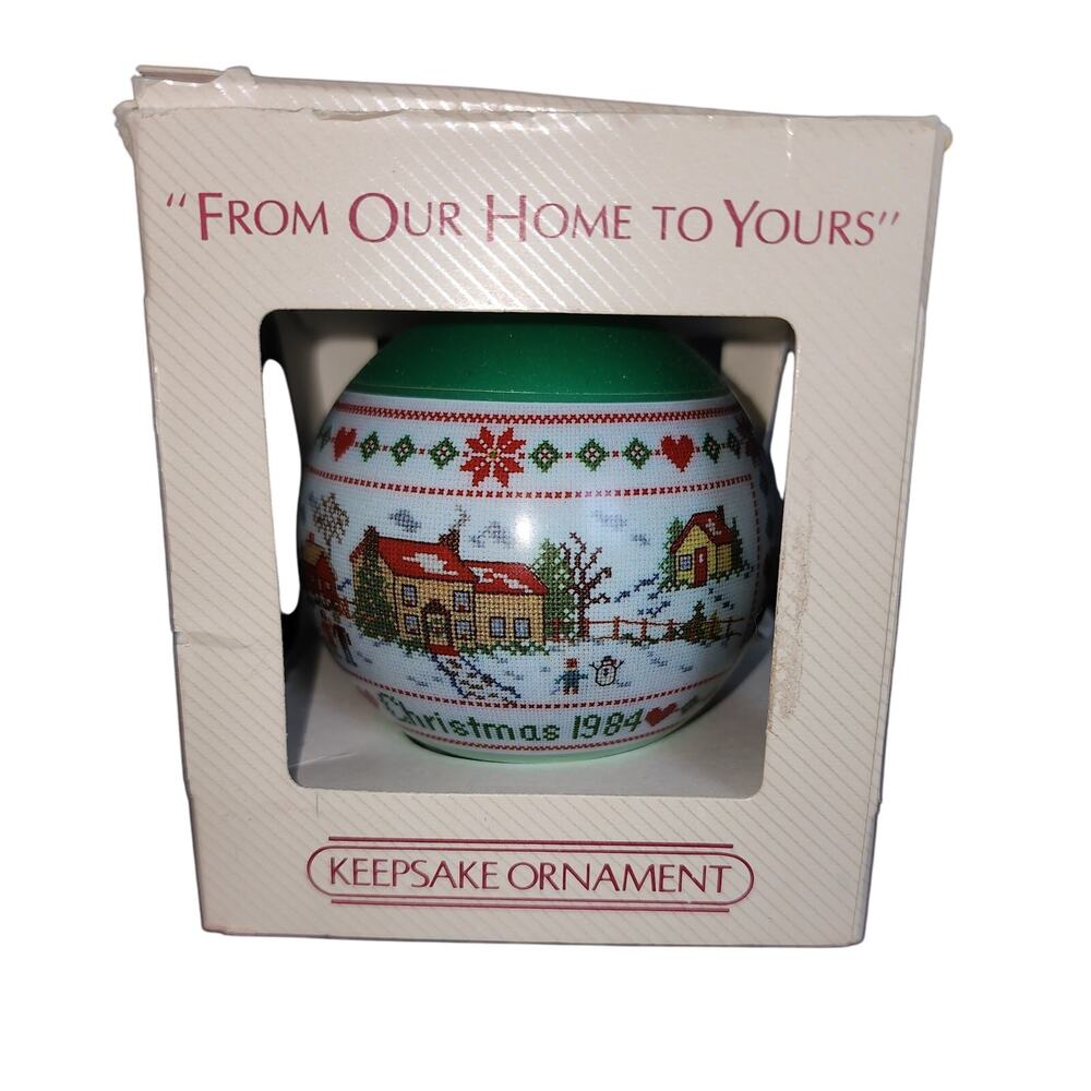 Vintage 1984 glass ornament hallmark from our home to yours